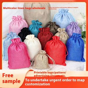 Bolsa de Almacenamiento de Lino Reutilizable Hecha a Mano, Multicolor, Paquete de Regalo Navideño, Bolsa de Regalo con Bolsillo a Prueba de Polvo para Almacenamiento - Product Image 4