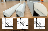 Profilé en aluminium anodisé 6063-T5 à 45 degrés avec diffuseur laiteux pour éclairage LED, extrusion de canal LED pour armoires, OEM ODM