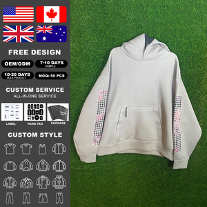 Sudadera con Capucha para Hombre KingSen, 100% Algodón, Hombros Caídos, Estampado de Puntos Degradados, Bolsillos con Cordón Ajustable, Estilo Holgado - Product Image 2