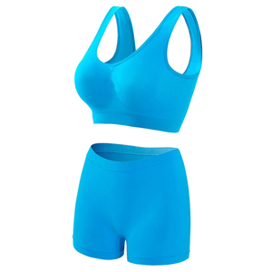 JAC22 D8715 Women's Solid Slim Fit Crew Neck <b>Short</b> Quick Dry Wrinkle-Resistant Tank <b>Top</b> High-Waisted Elastic Waist Wide Yoga <b>Set</b> - Product Image 1