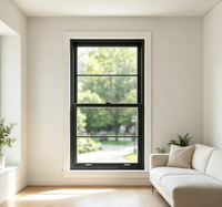 Fenêtres extérieures modernes de style américain en PVC à simple battant vertical coulissant à double vitrage