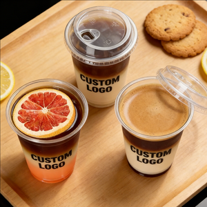 Gobelets à café glacé en plastique transparent personnalisés de 16 oz avec couvercles en PET pour la scène café - Product Image 2