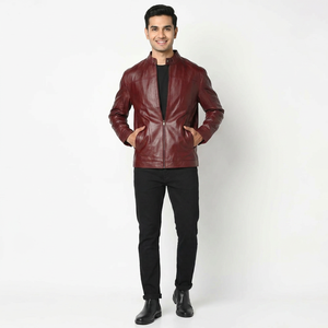 Men's Heavyweight Waterproof Stand Collar Leather <b>Jacket</b> <b>with</b> Front <b>Zipper</b> Winter Style Motorbike OEM Service <b>jacket</b> for men - Product Image 1