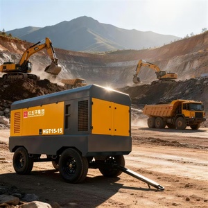 Compresseur d'air portable à vis, refroidi par eau, haute pression 18 bars 261 psi, 650 CFM, 18 m³/min, avec <span class=keywords><strong>moteur</strong></span> diesel pour le terrassement au Pérou - Product Image 1