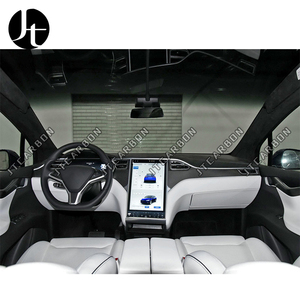 Pour <span class=keywords><strong>Tesla</strong></span> modèle <span class=keywords><strong>X</strong></span> en Fiber de carbone sèche voiture Console <span class=keywords><strong>centrale</strong></span> cadre de changement de vitesse intérieur panneau de porte garniture LHD - Product Image 1