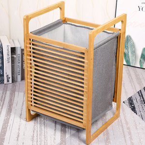 Panier <span class=keywords><strong>à</strong></span> <span class=keywords><strong>linge</strong></span> <span class=keywords><strong>à</strong></span> cadre en bambou, salle de bain, chambre <span class=keywords><strong>à</strong></span> coucher, <span class=keywords><strong>bac</strong></span> de rangement pour vêtements sales avec housse en tissu - Product Image 2