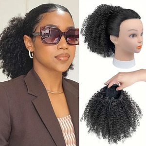 Perruque courte bouclée pour femme, petites boucles serrées, style afro volumineux, fibre synthétique, <span class=keywords><strong>chignon</strong></span> à cordon - Product Image 1