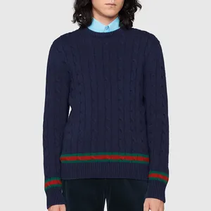 Benutzer definierte Strickwaren Pull Over Custom Pullover mit Rundhals ausschnitt Herren Streifen gestrickt Plus Size Pullover Man College Sweater