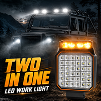 Feux de signalisation LED 2-en-1 6000K blanc 3000K ambre 25W, lampe de travail carrée pour camion tout-terrain, construction, tracteur