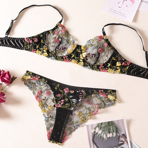 Ensemble <span class=keywords><strong>de</strong></span> lingerie sexy en dentelle brodée <span class=keywords><strong>de</strong></span> fleurs pour femme, style jardin, sous-vêtements fantaisie Victoria Secret - Product Image 2