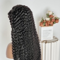 Perruque en cheveux vietnamiens bruts doublement étirés de qualité 12A, ondulations profondes, 30 pouces, avec dentelle frontale HD 4x4 pour femmes noires