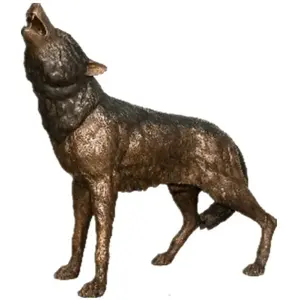 야외 생활 크기 황동 늑대 조각 동상 청동 금속 동물 조각 판매