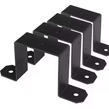 Supports de poteaux de clôture réglables en acier noir avec attaches de <span class=keywords><strong>poteau</strong></span> à sangle, épaisseur 5 mm, revêtement poudré pour poteaux décoratifs extérieurs - Product Image 2