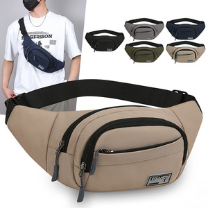 Men's Fanny Pack Large Capacity Canvas Waist Bag Multi Layer Outdoor Sports Chest Bag Black Gray Military Green Dark Blue - Product Image 2
