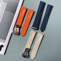 Bracelet de montre en caoutchouc respirant sans boucle 20mm/21mm avec fermoir déployant, bracelet de remplacement pour montres de plongée
