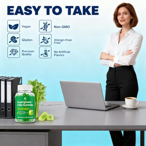 סוכריות גומי סופרגרין מותג פרטי, פורמולה 61 ב-1 עם פרוביוטיקה ומולטיויטמין |   תומך במטבוליזם, באנרגיה ובהתעבות - Product Image 5