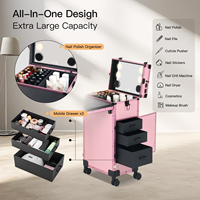 Table à ongles portable OBOX avec Bluetooth et rangement, station de manucure pliable pour salon et usage domestique, 3 lumières réglables