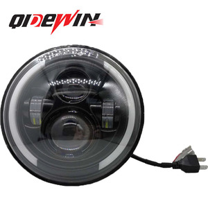 QIDEWIN ไฟหน้ารถจักรยานยนต์ LED ขนาด 7 นิ้วพร้อมดีไซน์ฮาโล แองเจิลอายสำหรับรถจี๊ปแรงเลอร์ ฮาร์ลีย์ เดวิดสัน - Product Image 1