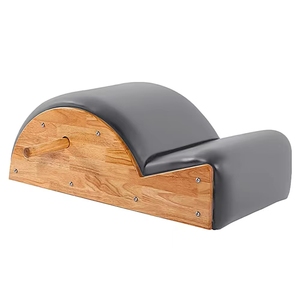 Baril correcteur <span class=keywords><strong>de</strong></span> colonne vertébrale en bois massif professionnel pour Pilates - Revêtement en microfibre et rembourrage en éponge haute densité pour le fitness du tronc - Product Image 1