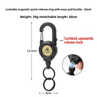 Cordon tactique extensible à action rapide en fil d'acier, porte-clés multifonctionnel pour le camping, cordon anti-perte haute résilience avec mousqueton