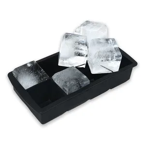 Easy Release Silicone Ice Cube Tray 8 Big Square Ice Cube Mold Ideal for Cocktails Whiskey Soups and Frozen Treats