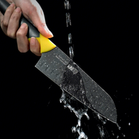 Ensemble de couteaux de cuisine en acier inoxydable haut de gamme RUI couteau Santoku noir pour la maison couteau de chef à trancher préparation alimentaire complémentaire