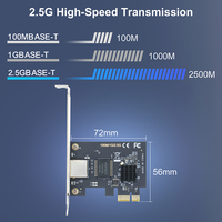 HORACO ZX-8125Bx1-1T Tarjeta de red interna 2,5G PCI-E RJ45 RTL8125B Chipset Gigabit LAN Ethernet 10/100/2500Mbps 1Gbps/2.5Gbps