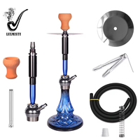 Ensemble chicha de luxe Treasure Blue 48 cm avec miroir en verre et aluminium, boîte cadeau de voyage unique et colorée, accessoires attrayants