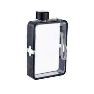 Hot Factory Direkt vertrieb benutzer definierte Logo transparente tragbare A5 Notebook flache quadratische Öko-Kunststoff-Wasser flasche