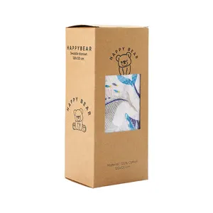 Benutzer definierte gedruckte recycelte Kraft papier Geschenk Neugeborenen Schlafsack Bio Bambus Baumwolle Baby Wrap Musselin Decke Wickel box Verpackung
