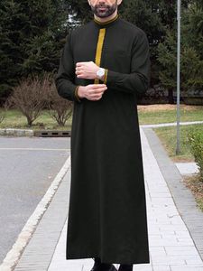 CCY 2026 Qamis <span class=keywords><strong>Homme</strong></span> Arabe Saoudien <span class=keywords><strong>Noir</strong></span> Brodé, Kaftan Islamique, Jubba Musulmane, Thobe, Abaya, Qamees à Manches Longues - Product Image 1