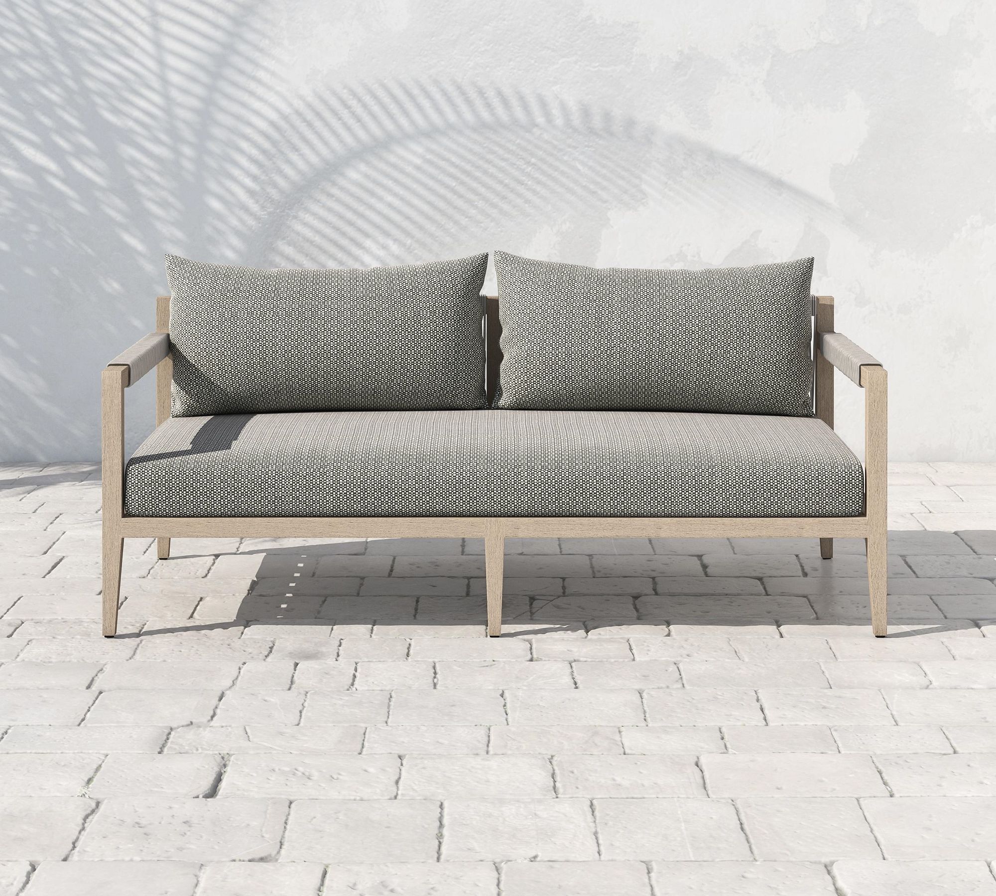 Hot Selling Simplistic High Quality Furniture Garden  Patio Outdoor Teak Sofa with Handwoven Rope
