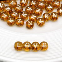 Perles d'alphabet jaunes transparentes de 8mm, 5 pièces, perles de verre rondes à double face, lettres dorées A-Z pour la fabrication de bijoux DIY