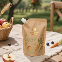 Pochette de support liquide biodégradable avec bec 250Ml 500Ml Pochette d'assaisonnements de ketchup de qualité alimentaire en papier kraft avec estampage à l'or