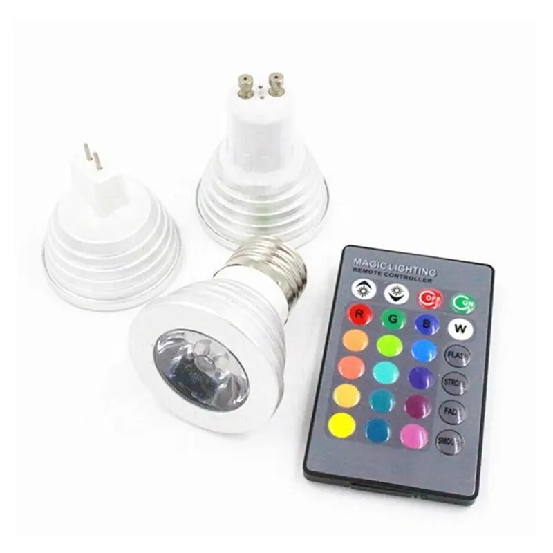 5W RGB Spotlight Bulbs E27 GU10 GU5.3 MR16 LED RGBW/RGBWW Bulb 16 Color Changeable Remote Home Decor Light Lamp AC85-265V