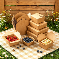 Boîte à emporter en papier kraft imprimé sur mesure, résistante à l'huile, pour emballer des en-cas frits, pour la restauration, emballage alimentaire