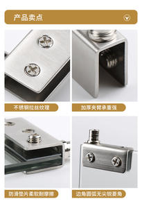 Porte vitrée en acier inoxydable pour vitrine, charnière de porte de vitrine, accessoires en verre - Product Image 2