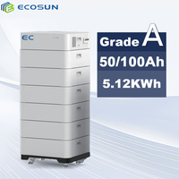 Batterie au lithium modulaire LiFePO4 Plug-and-Play 51,2 V 15 kWh/30 kWh empilable, marque ECOSUN, sortie 5-10 kW, solaire hybride commercial