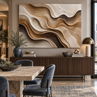 Peinture murale texturée 3D beige-brun de qualité supérieure, sculpture en relief en plâtre pour la décoration de hall d'hôtel, villa, salon