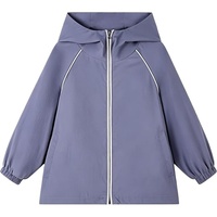 Veste de sport imperméable d'extérieur avec capuche, col montant et fermeture éclair double, logo frontal, coupe-vent