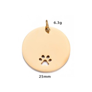 Pendentifs ronds creux en acier inoxydable poli miroir 25mm/30mm, breloques en forme de patte d'animal, plaques d'identification vierges pour chiens, 6 couleurs, vente en gros - Product Image 3