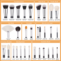 BEILI professionnel 30 pièces pinceaux de maquillage noirs ensemble de pinceaux de maquillage personnalisés de haute qualité brochas de maquillaje de pelo naturel