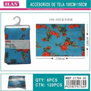 Accessorio in tessuto Ilan 100cmx150cm con stampa floreale blu per lavori artigianali - Product Image 3