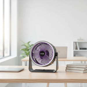 Ventilador de Escritorio Mecánico MustHave con Luz LED, Recargable por USB, Mini Ventilador de Mano con Clip para Mesa - Product Image 1