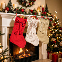 Chaussettes de Noël à nœud papillon multicolores, accessoires photo, décoration suspendue, grande capacité, sac à bonbons pour arbre de Noël