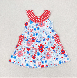 Vestidos hasta la rodilla para niñas hermanas con estampado de estrellas del 4 de julio - Product Image 3