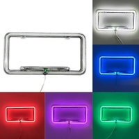 Cadre de plaque d'immatriculation en acrylique transparent avec éclairage LED 12V, étanche, support de plaque d'immatriculation de voiture, cadre de plaque d'immatriculation automobile avec lumière LED