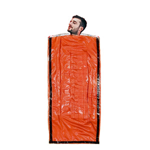 Saco de Dormir de Emergencia, Manta Térmica de Película de Aluminio PE con Silbato, Naranja, Equipo de Rescate para Campamento al Aire Libre - Product Image 3