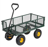 Chariot Pliant Robuste en Acier avec Côtés en Maille, 4 Roues, Chariot de Jardin Pratique, Diable d'Extérieur, Chariot Pliable