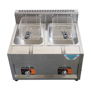 Friteuse à gaz commerciale à Double cylindre en acier inoxydable, 8l x 2, accessoire industriel pour la friture, jambes <span class=keywords><strong>de</strong></span> <span class=keywords><strong>poulet</strong></span> <span class=keywords><strong>frit</strong></span> avec panier - Product Image 6